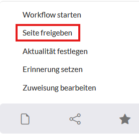 Menüpunkt Seite freigeben