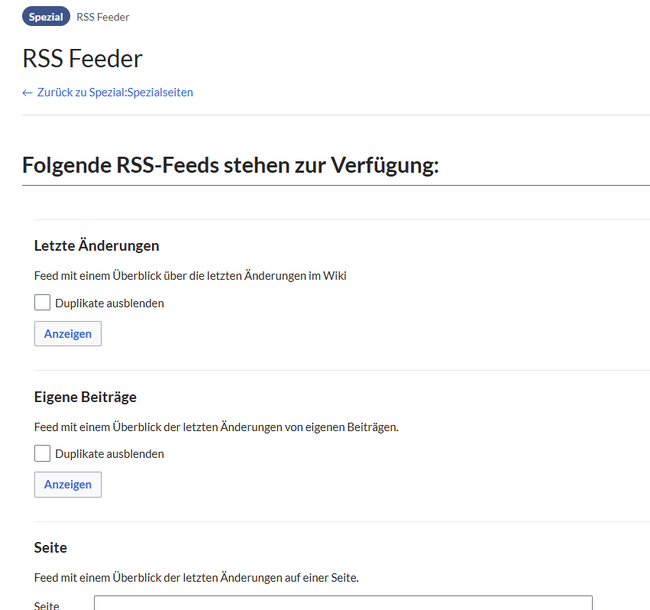 Spezialseite RSS Feeder