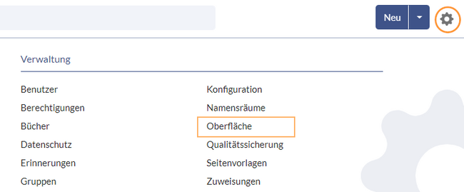 Link zu den "Einstellungen zur Benutzeroberfläche".