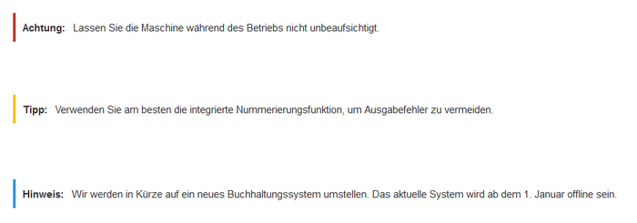 Beispiel für eine Hinweisbox.