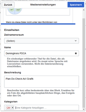 Dialogfeld mit ausgefüllten Dateiinformationen