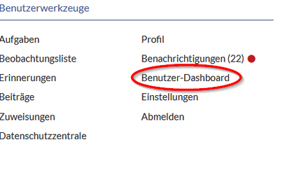 Benutzermenü