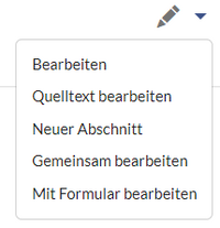 Ausgeklapptes Bearbeiten-Menü mit allen verfügbaren Bearbeitungsmodi