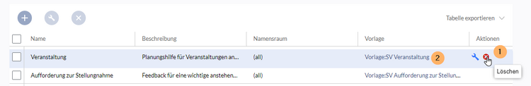 Seitenvorlagen löschen
