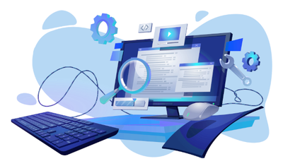 Illustration Desktop-Computer mit Peripheriegeräten