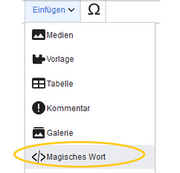 screenshot des Menüpunkts "Magisches Wort"