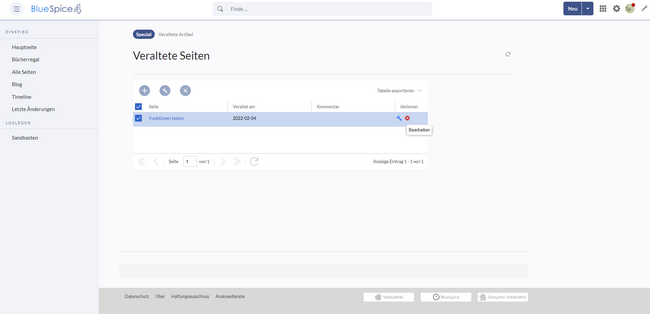 Veraltete Seiten (Übersicht)