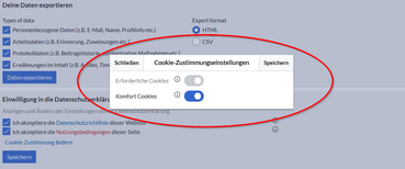 Hervorgehobene Cookie-Einverständniserklärung