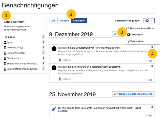 Benachrichtigungsseite