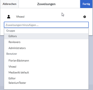 Zuweisung anderen erteilen und zuordnen