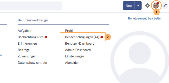 Link zu den Benachrichtigungen