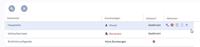 Screenshot von Erklärung zur Zuweisungen löschen oder ändern