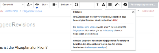 Hinweis zum Entwurfsstatus einer Seite
