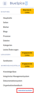 Einstiegslinks und benutzerdefinierte Links