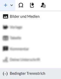 Einfügen-Menü des visuellen Editors