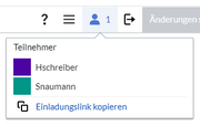Teilnehmerdialog des visuellen Editors mit Einladungslink