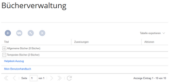 Temporäre Bücher