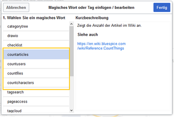 Eine CountThings-Option auswählen
