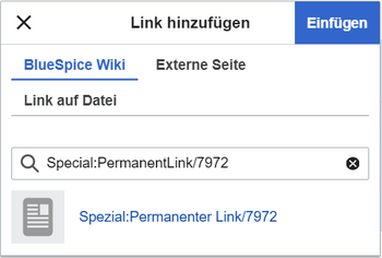 Link-Menü mit eingefügtem Perma-Link