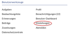 Benutzereinstellungen
