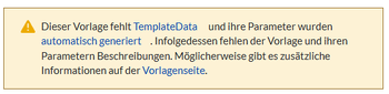 Hinweis zu fehlender TemplateData Info