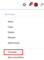 Werkzeugleiste mit hervorgehobenem "Translate"-Link