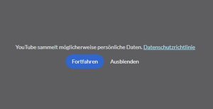Zustimmung zur Datenschutzbestimmung über die Schaltfläche "Fortfahren"