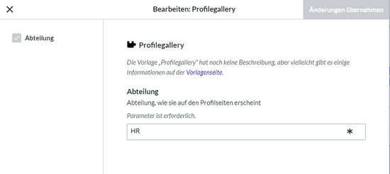Eingabemaske Abteilung