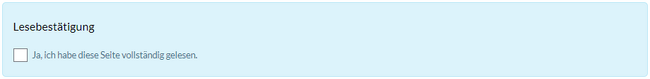 Lesebestätigungbanner mit Checkbox