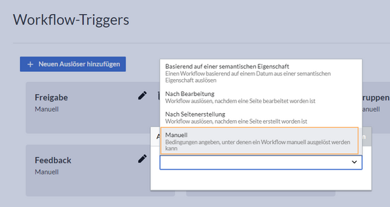 Manuellen Trigger wählen