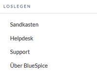 Menüpunkt Loslegen mit 4 Standardlinks