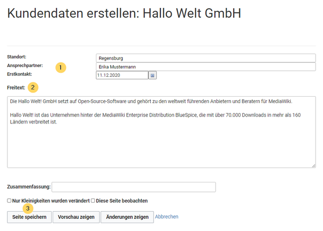 Kundendaten auf Kundenseite eingeben